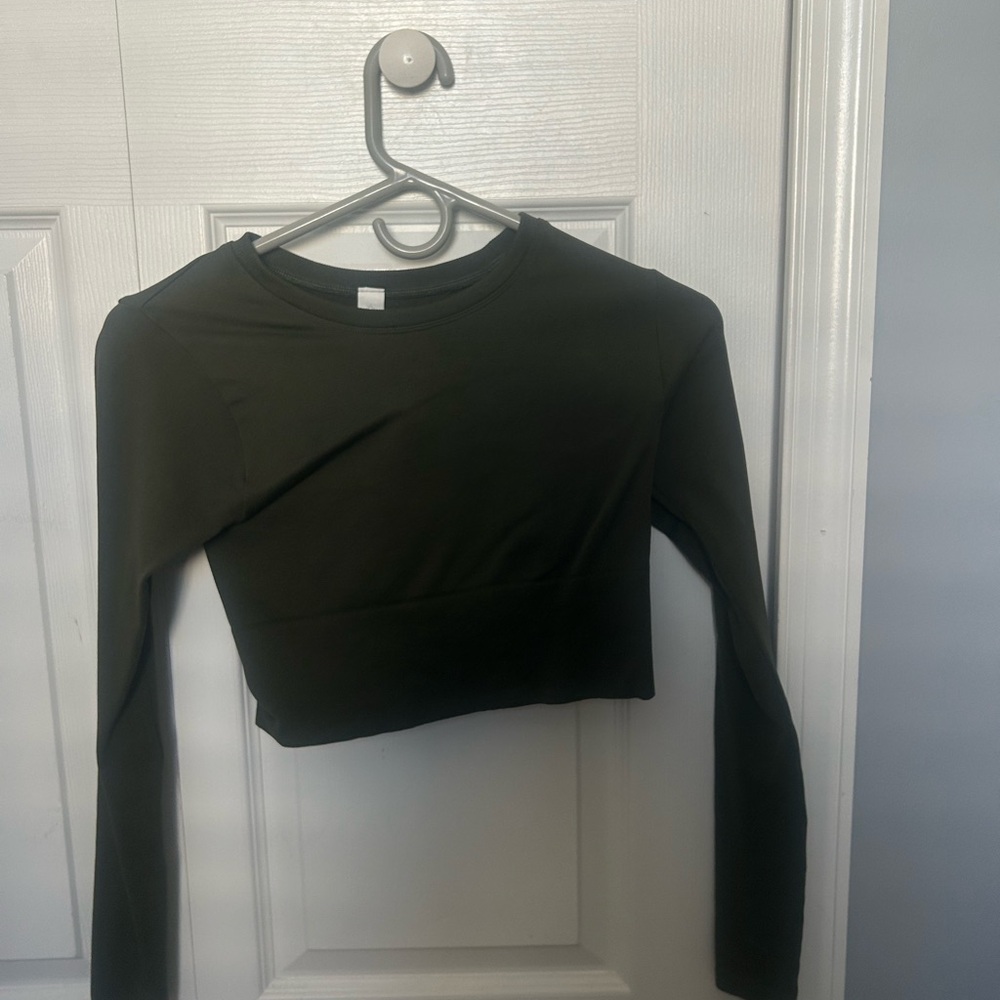 Offline Olive Green Long Sleeve Crop Top